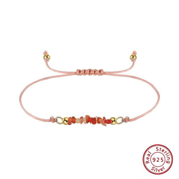 Handmade Beaded Gravel Silver Bracelet With Irregular Colored Crystal Wax Thread And Electroplating