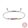Handmade Beaded Gravel Silver Bracelet With Irregular Colored Crystal Wax Thread And Electroplating