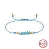 Handmade Beaded Gravel Silver Bracelet With Irregular Colored Crystal Wax Thread And Electroplating