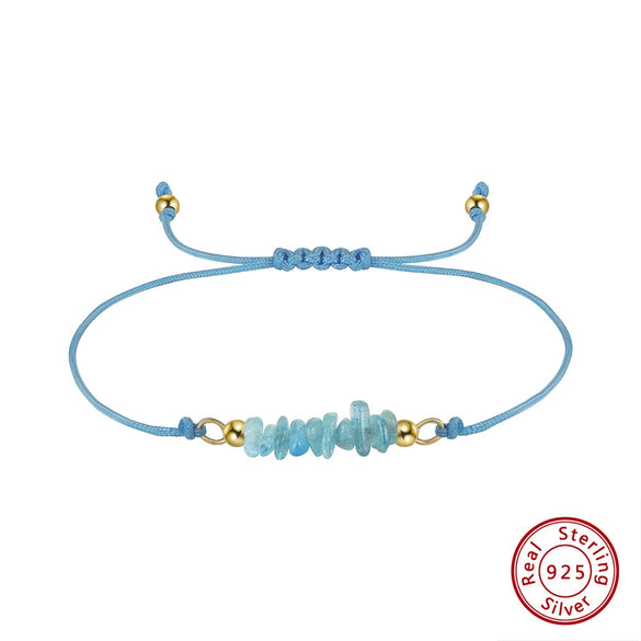 Handmade Beaded Gravel Silver Bracelet With Irregular Colored Crystal Wax Thread And Electroplating