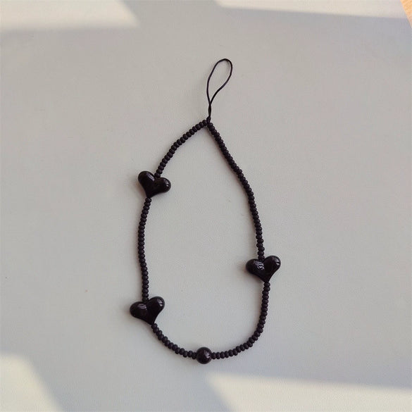 Handmade Beaded Mobile Phone Chain Glass Glaze Love Water Drops Bell Pattern