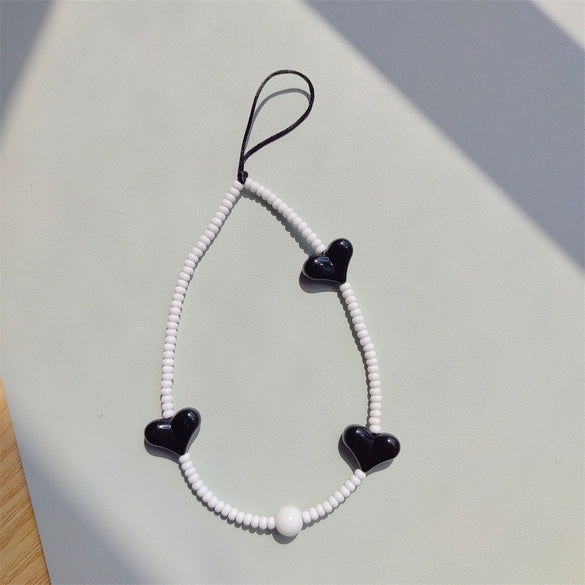 Handmade Beaded Mobile Phone Chain Glass Glaze Love Water Drops Bell Pattern