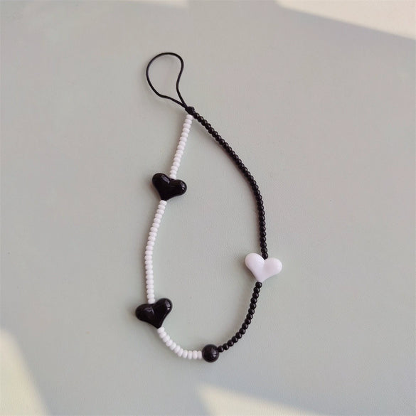 Handmade Beaded Mobile Phone Chain Glass Glaze Love Water Drops Bell Pattern