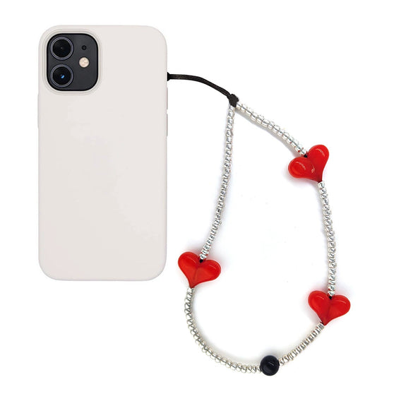 Handmade Beaded Mobile Phone Chain Glass Glaze Love Water Drops Bell Pattern