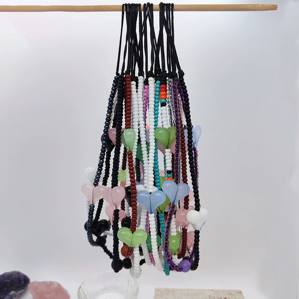 Handmade Beaded Mobile Phone Chain Glass Glaze Love Water Drops Bell Pattern