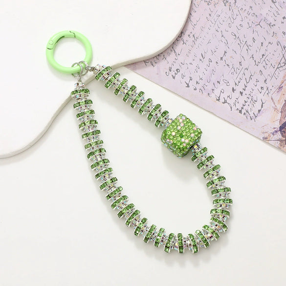 Handmade Beaded Mobile Phone Chain With Love Water Drops Bells Rhinestone Jewelry Pendant For Women