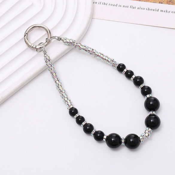Handmade Beaded Mobile Phone Chain With Love Water Drops Bells Rhinestone Jewelry Pendant For Women