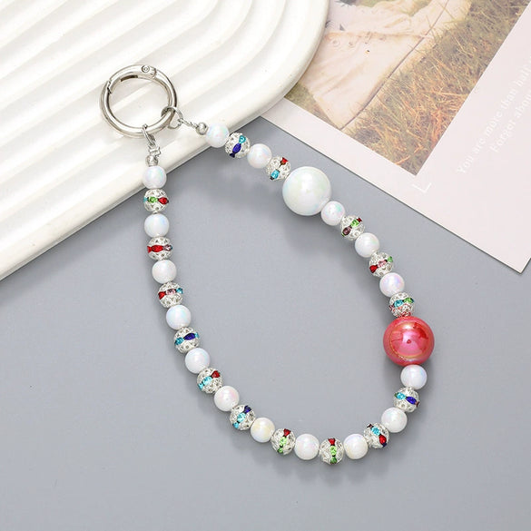 Handmade Beaded Mobile Phone Chain With Love Water Drops Bells Rhinestone Jewelry Pendant For Women