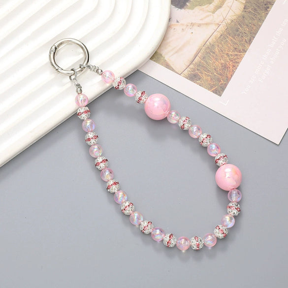 Handmade Beaded Mobile Phone Chain With Love Water Drops Bells Rhinestone Jewelry Pendant For Women