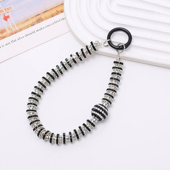 Handmade Beaded Mobile Phone Chain With Love Water Drops Bells Rhinestone Jewelry Pendant For Women