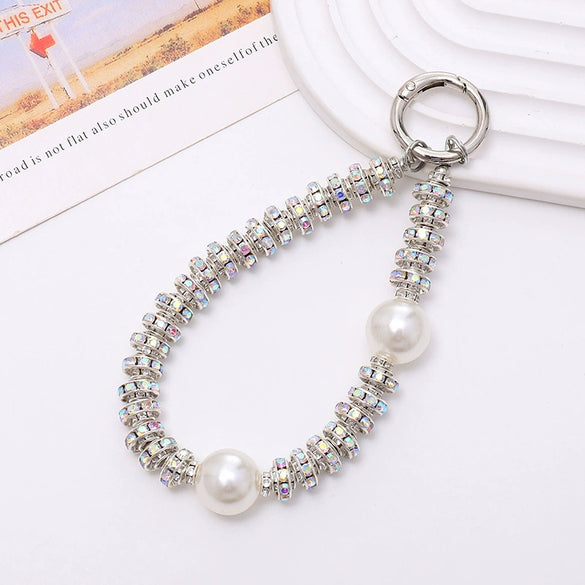 Handmade Beaded Mobile Phone Chain With Love Water Drops Bells Rhinestone Jewelry Pendant For Women
