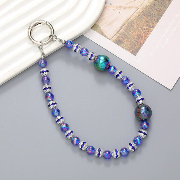 Handmade Beaded Mobile Phone Chain With Love Water Drops Bells Rhinestone Jewelry Pendant For Women