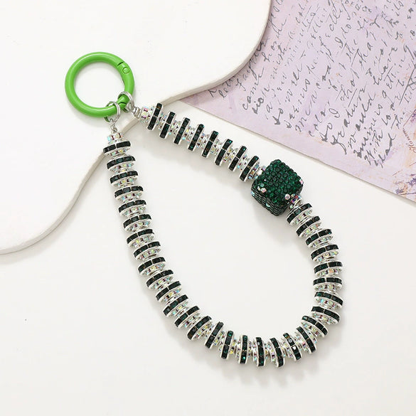 Handmade Beaded Mobile Phone Chain With Love Water Drops Bells Rhinestone Jewelry Pendant For Women