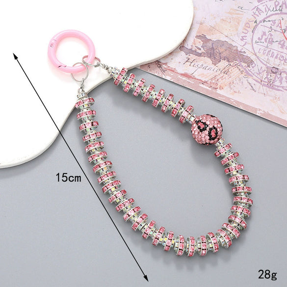 Handmade Beaded Mobile Phone Chain With Love Water Drops Bells Rhinestone Jewelry Pendant For Women