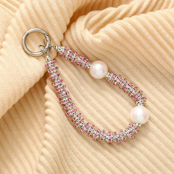 Handmade Beaded Mobile Phone Chain With Love Water Drops Bells Rhinestone Jewelry Pendant For Women