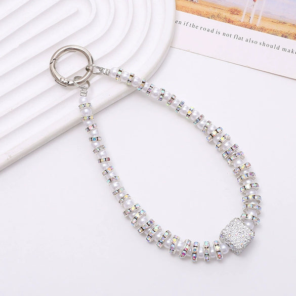 Handmade Beaded Mobile Phone Chain With Love Water Drops Bells Rhinestone Jewelry Pendant For Women
