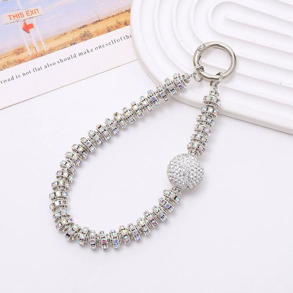 Handmade Beaded Mobile Phone Chain With Love Water Drops Bells Rhinestone Jewelry Pendant For Women