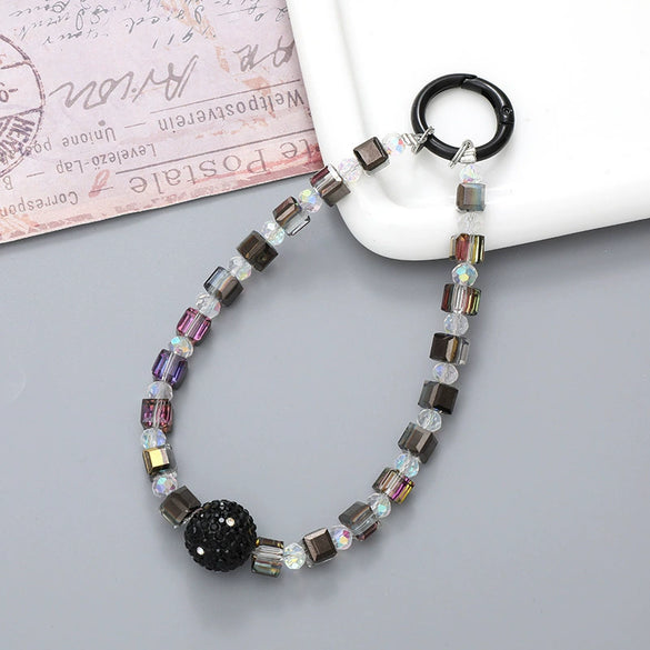 Handmade Beaded Mobile Phone Chain With Love Water Drops Bells Rhinestone Jewelry Pendant For Women