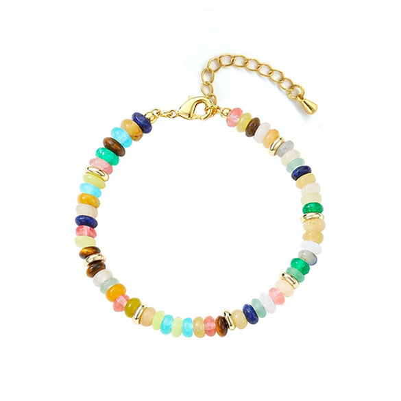 Handmade Beaded Multicolor Natural Stone Bracelet And Necklace Set With Stars Sun Moon Clouds Universe Pattern For Women