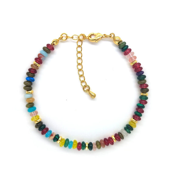 Handmade Beaded Multicolor Natural Stone Bracelet And Necklace Set With Stars Sun Moon Clouds Universe Pattern For Women