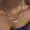 Handmade Beaded Natural Freshwater Pearl And Pine Stone Light Luxury Necklace And Bracelet