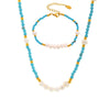 Handmade Beaded Necklace And Bracelet With Natural Freshwater Pearl And Pine Stone Light Luxury Style Electroplating For Women