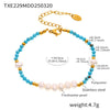 Handmade Beaded Necklace And Bracelet With Turquoise And Natural Pearl Electroplated Light Luxury Style