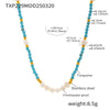 Handmade Beaded Necklace And Bracelet With Turquoise And Natural Pearl Electroplated Light Luxury Style