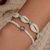 Handmade Beaded Rope Natural Shell Bracelet For Women With Geometric Design