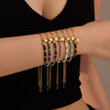 Handmade Beaded Stainless Steel Square Geometric Zircon Adjustable Women's Bracelet Electroplated