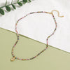 Handmade Beaded Tourmaline Natural Stone Necklace With Stainless Steel And Titanium Steel Pendant Geometric Design For Women