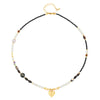 Handmade Black Spinel And Freshwater Pearl Geometric Pendant Necklace For Women