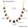 Handmade Bohemian Necklace With Colorful Natural Stone And Stainless Steel Pendant Geometric Pattern Electroplating Treatment