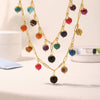 Handmade Bohemian Necklace With Colorful Natural Stone And Stainless Steel Pendant Geometric Pattern Electroplating Treatment