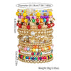 Handmade Bohemian Style Colorful Wooden And Glass Bead Bracelet Set With Geometric Pattern For Unisex