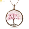 Handmade Bronze Plated Alloy Tree Pendant Necklace With Amethyst Crystal And Ball Chain For Women Minimalist Wound Flower Jewelry
