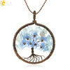 Handmade Bronze Plated Alloy Tree Pendant Necklace With Amethyst Crystal And Ball Chain For Women Minimalist Wound Flower Jewelry