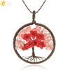 Handmade Bronze Plated Alloy Tree Pendant Necklace With Amethyst Crystal And Ball Chain For Women Minimalist Wound Flower Jewelry