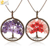 Handmade Bronze Plated Alloy Tree Pendant Necklace With Amethyst Crystal And Ball Chain For Women Minimalist Wound Flower Jewelry