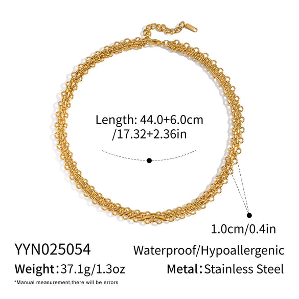 Handmade Butterfly Chain Necklace And Bracelet Combination Punk Hiphop Stainless Steel Geometric Electroplated