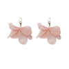 Handmade Chiffon Bow Stud Earrings For Women Balletinspired Romantic Fresh Style Silver Pin Earrings