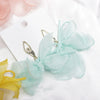 Handmade Chiffon Bow Stud Earrings For Women Balletinspired Romantic Fresh Style Silver Pin Earrings