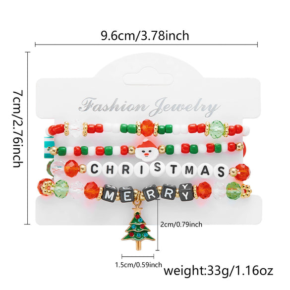 Handmade Christmas Combination Bracelet With Polymer Clay Beads And Cartoon Characters