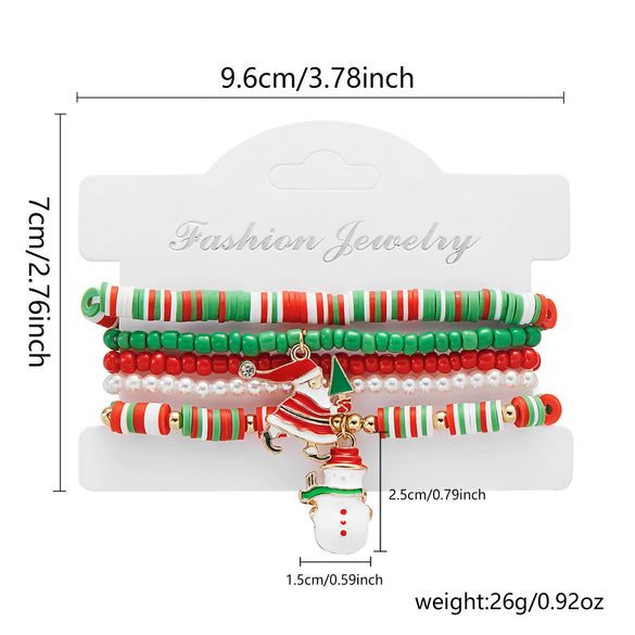 Handmade Christmas Combination Bracelet With Polymer Clay Beads And Cartoon Characters