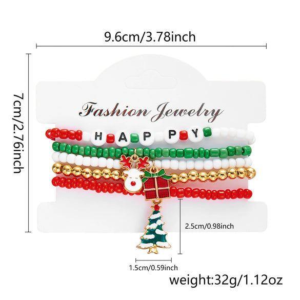 Handmade Christmas Combination Bracelet With Polymer Clay Beads And Cartoon Characters