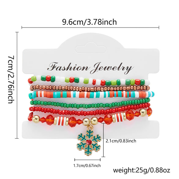 Handmade Christmas Combination Bracelet With Polymer Clay Beads And Cartoon Characters