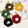 Handmade Christmas Deer Velvet Hair Scrunchie High Elastic Fabric Hair Tie For Festive Hairstyles