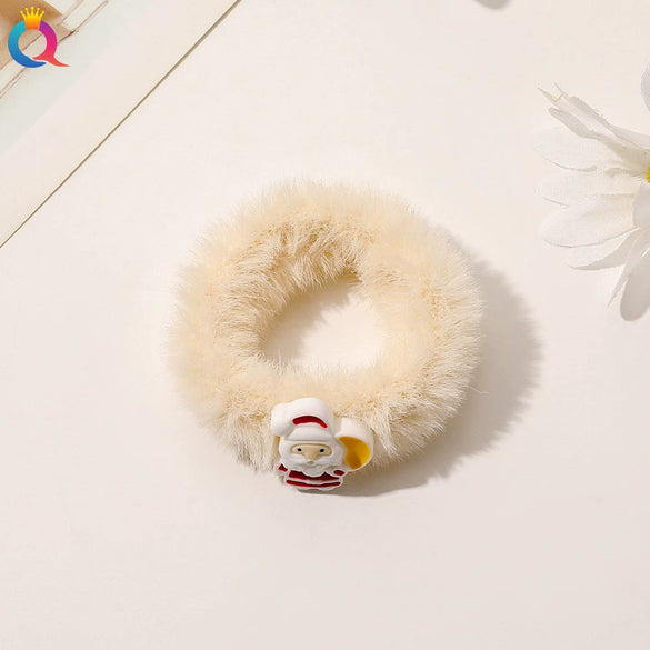 Handmade Christmas Deer Velvet Hair Scrunchie High Elastic Fabric Hair Tie For Festive Hairstyles