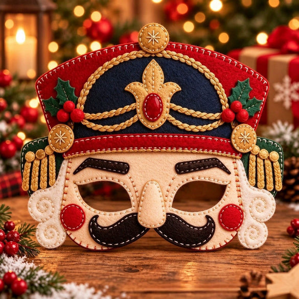 Handmade Christmas Santa Claus Felt Masks In Cloth With Modern Minimalist Headdress Design For Festive Costume Accessories