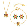 Handmade Christmas Snowflake Inlaid Zircon Stainless Steel Light Luxury Necklace Earrings Bracelet Suit For Women With Electroplating